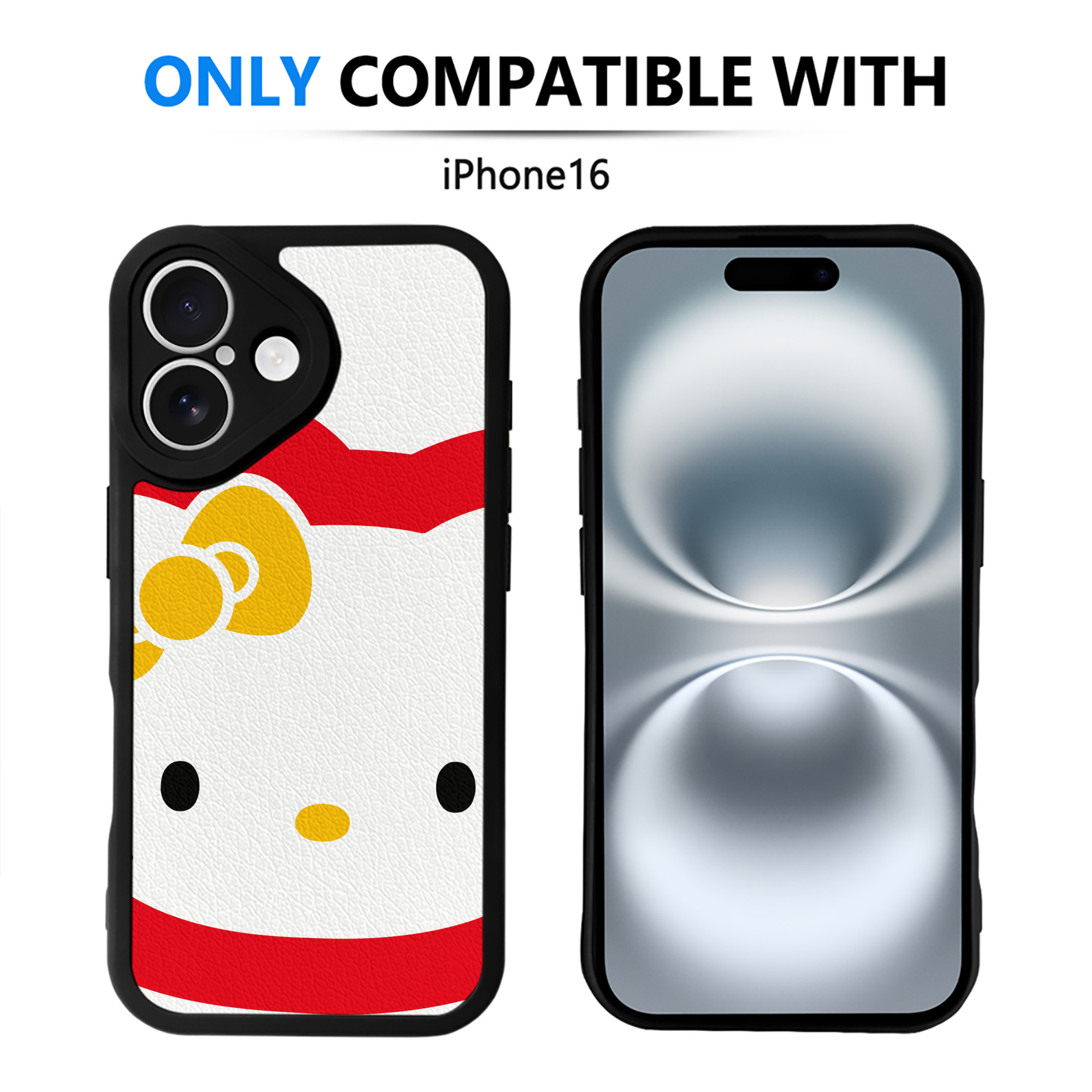 （画像用） Hello Kitty ハローキティ 【iPhone 16シリーズ対応】シリコンスマホケース（レザー調） 材質：シリコン